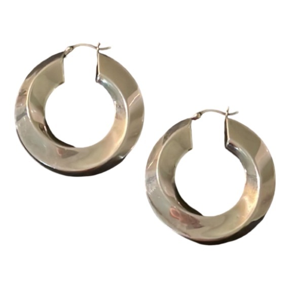 Sundance Dreamy Sterling Silver Abstract Twisty Puff Chunky Hoop Earrings - Picture 3 of 11